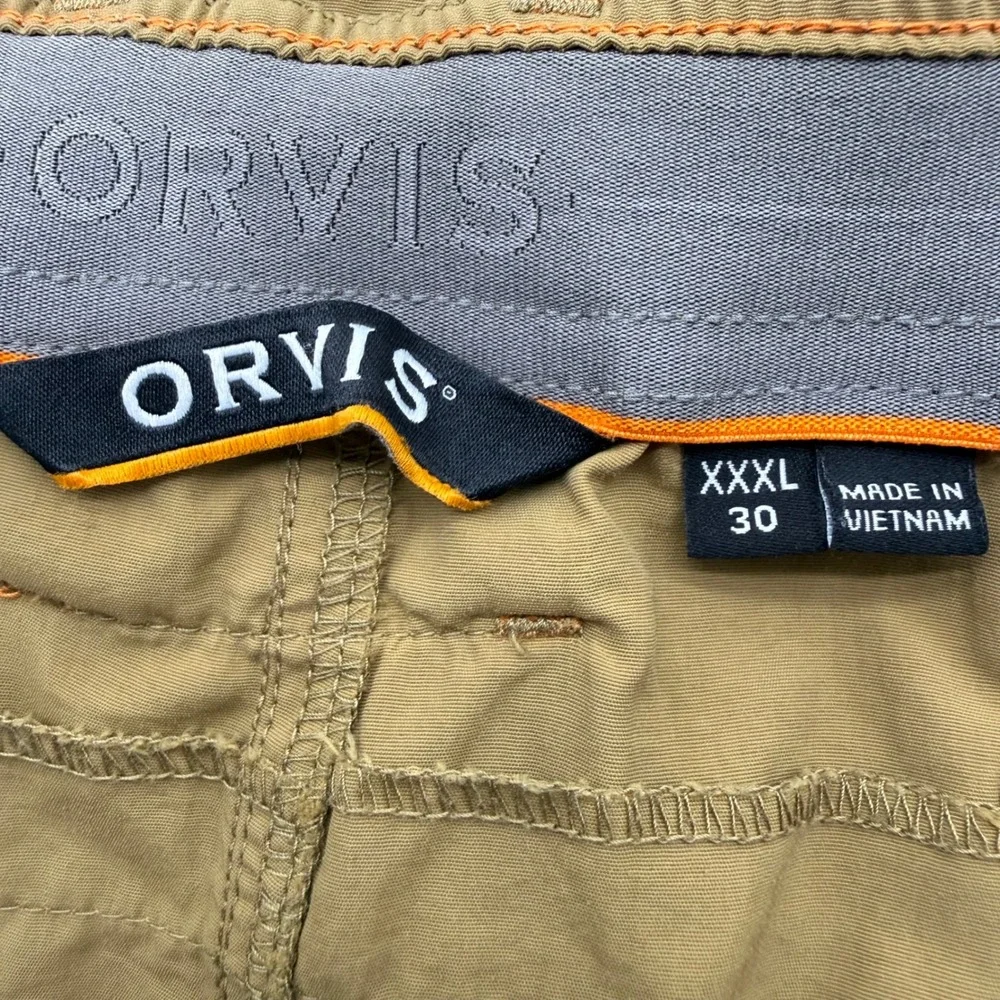 Orvis Pants Mens XXXL 30 Tan Outdoor Hiking Nylon Performance Straight Leg